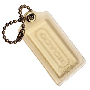 ⭐ 2.5" Coach Poppy Light Gold Translucent Acrylic Hangtag Fob Charm Keychain